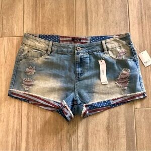 Rue 21 American Flag Denim Shorts Size 15/16 Curvy